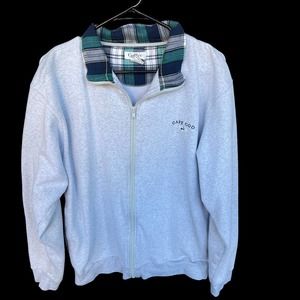 Cuffys Sweater Adult Medium Gray Plaid Whale Cape Cod Full Zip Sweatshirt